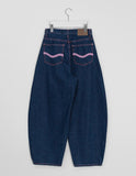 Reden Pink Stitch Balloon Wide Denim Pants
