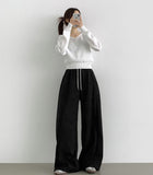 Side Cut Long Balloon Wide Banding Pants