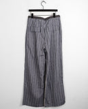 Lafec Stripe Color Matching String Long Wide Pants