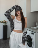Mock Military Deep V Crop Hood Zip-up