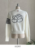 Michael Color Matching V-neck Rose Knit Cardigan