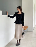 Roche Square Peplum Tweed Jacket