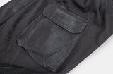 Oil washed back cargo wide banding pants