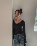 Two-Tone Layered Ribbed U-neck Long Sleeve