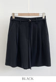 Dinet High-Waist Pintuck Shorts Slacks (Belt Set)