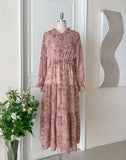 Wanda Shirring Chiffon Long One Piece