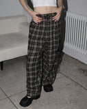 Maku checkered pocket long wide pants
