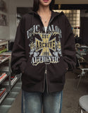 Cross Vintage Printing Two-Way Hood Zip-Up