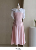 Jerin Color Matching Collar Flare One Piece