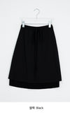 Haya Embossed Floral Layered Banding Midi Skirt