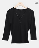 Havel Button V-Neck Long Sleeve T-Shirt