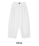 Tie pin tuck cotton balloon pants