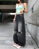 Pave Vintage Damage Balloon Denim Pants