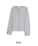 Karen Button Henley Neck Ribbed Knit