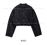 Denim Pad Crop Rider Jacket