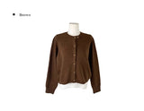 Feature Button Round Wool Knit Cardigan