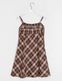 Suko Shirring Check Layered Midi One Piece