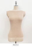 Marine Lip Neck Ribbed Knit Sleeveless