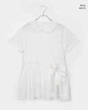 Purip Ribbon Strap Round Collar Check Mini One-Piece Dress