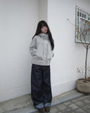 Jakan Flower Roll-up Wide Denim Pants