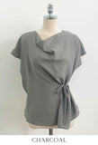 Cellon Drape Cap Sleeve Blouse