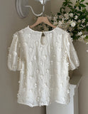 Heyri Flower Puff Short Sleeve Blouse