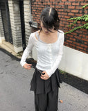 Giru Ribbon Lace Punching Long-Sleeve Cardigan