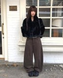 Naru Duffle Button Fur Short Jacket