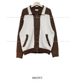 Daven color matching collar knit zip-up