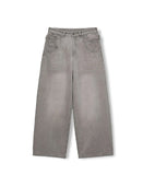 Grain Stud Washed Wide Denim Pants