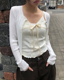 Dabu Lace Button Ribbed Cardigan