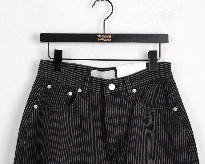 【WONDER WONDER】Kilo Black Stripe Long Wide Denim Pants WONDER WONDER (ワンダーワンダー) - キロブラックストライプ