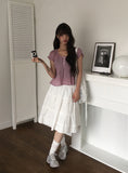 Epu Check Short Sleeve Seersucker Blouse