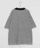 [Unisex] Hion Stripe Collar Over Short Sleeve Tee