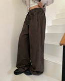 Holer strap banding two-way wide cotton long pants