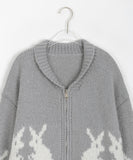 Kike rabbit wool knit zip-up cardigan