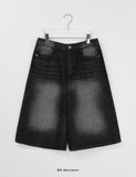 [Unisex] Collend Banding Washing Denim Bermuda Pants