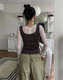 Titi wrinkle see-through layered long sleeves