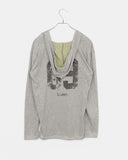 Dir Lettering Print Color Matching Strap Long Sleeve Hood T-Shirt