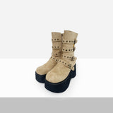 Ine Suede Buckle Platform Boots