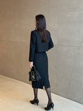 Royel color matching tweed H-line skirt