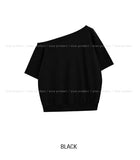 Witty Off-shoulder Short-sleeve Sweatshirt