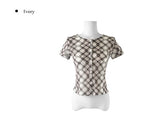 Molly Check Short Sleeve Slim Cardigan