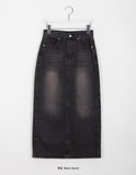 Coran washed denim long skirt