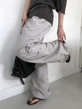 Adim Rivet Pintuck Nylon Wide Pants