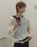 [PLAN MADE/MADE] Slant Snap Damaged Knit