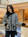 Teshu Color Matching Wing Check Knit Jacket Cardigan
