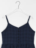 Gelute Check Sleeveless Long One Piece