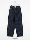 [unisex] Achico patch wide raw denim pants