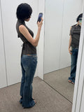 STRAP CHECK SLEEVELESS SHIRT